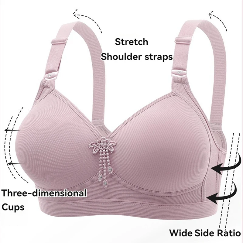 New Large Size Push Up Bra Up Support Adjustable Underwear Female Non Steel Ring Sweat Breathable Sexy Back Lingerie For Women