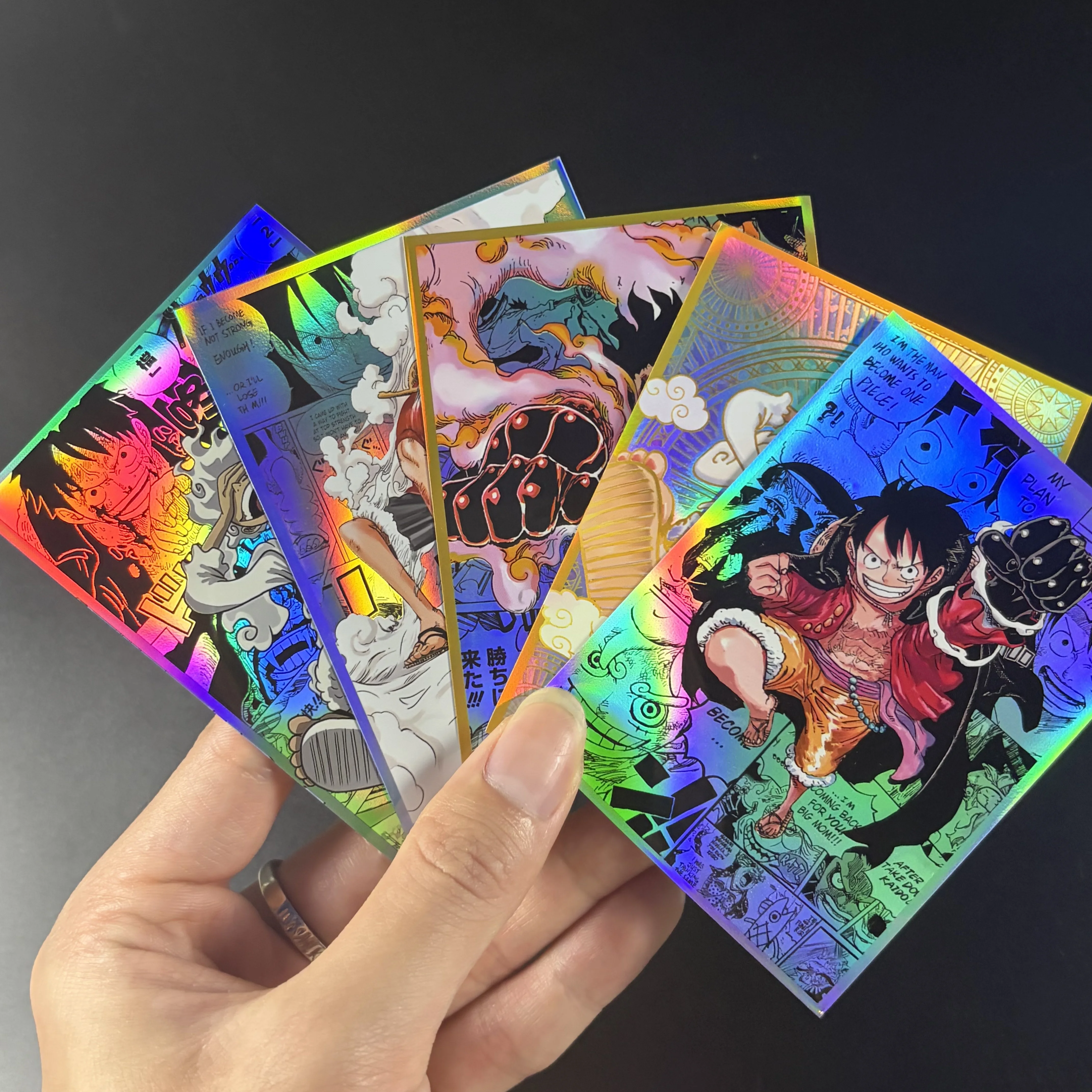 60PCS/Pack One Piece Anime LUFFY Set Holographic Card Sleeves Laser Shiny Deck Protectors Standard 67x92mm for OPCG/TCG/MGT Card view 2