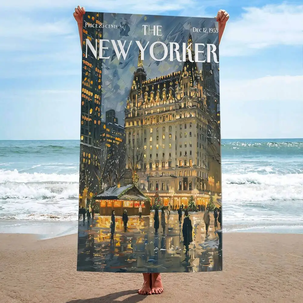 The-New-Yorker Magazine Microfiber Blanket Quick Drying Beach Towels Oversized Printing Super Absorbent Pool Towel Blanket