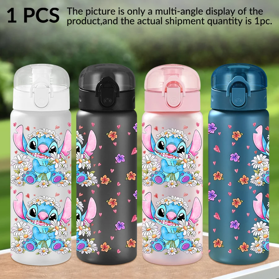 

1Pc Disney Stitch Flowers Pattern 26oz Plastic Water Bottle Outdoor Sports Water Cup Birthday/Homecoming Gift
