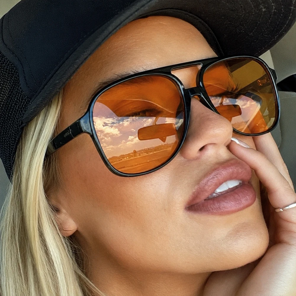 Vintage Oversized Aviator Sunglasses Women Men 70s Retro UV400 Protection Classic Large Frame Fashion Driving Sun Glasses image 3
