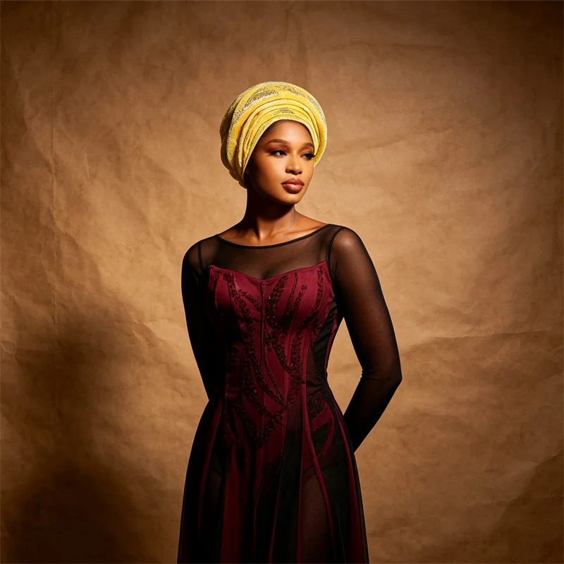 African Headtie Nigerian Aso Oke Headtie Women Hijab Head Wrap Turban Chemo Caps Gele Femme Scarf High Quality for Wedding Party
