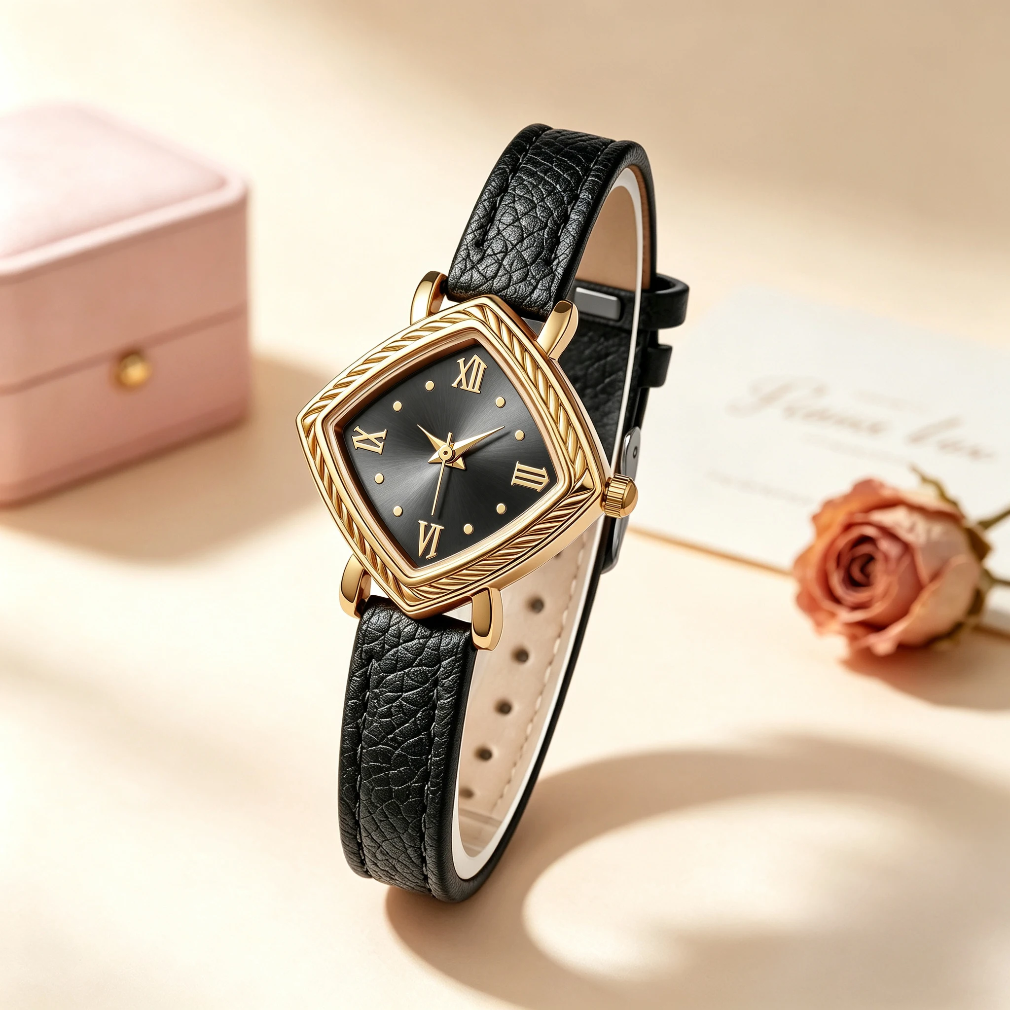 Women Butterfly Quartz Wristwatch Rose Gold Case Elastic Metal Band Elegant Ladies Fashion Watch