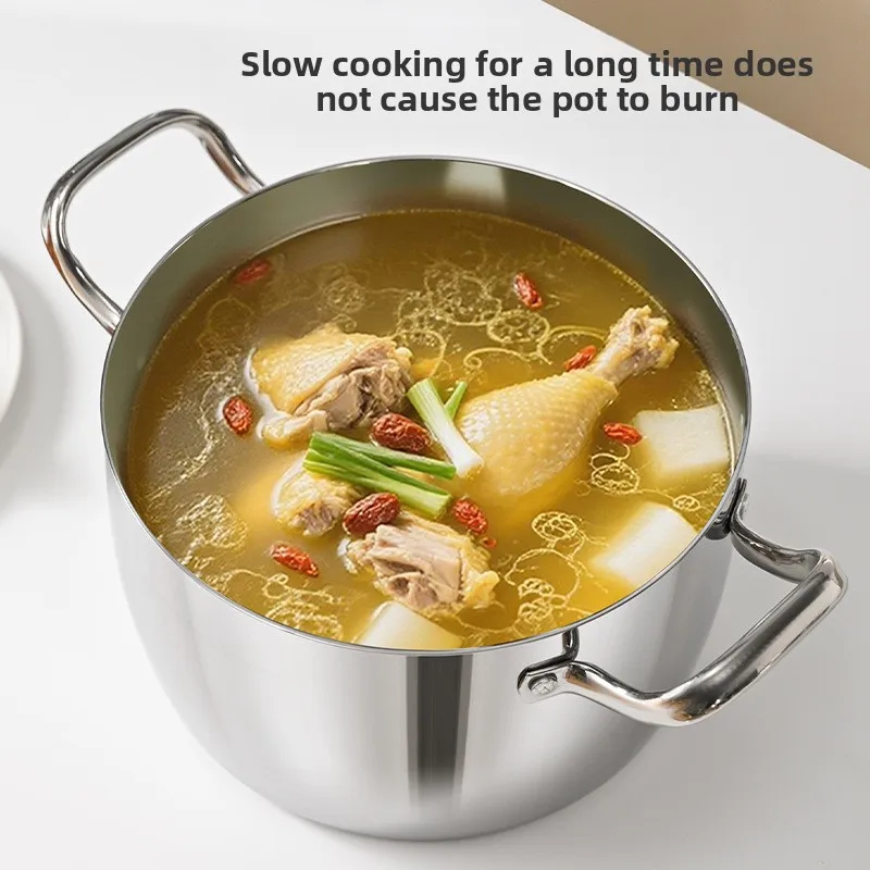 Thickened 316 stainless steel soup pot, food grade household large-capacity porridge stew heightened soup pot