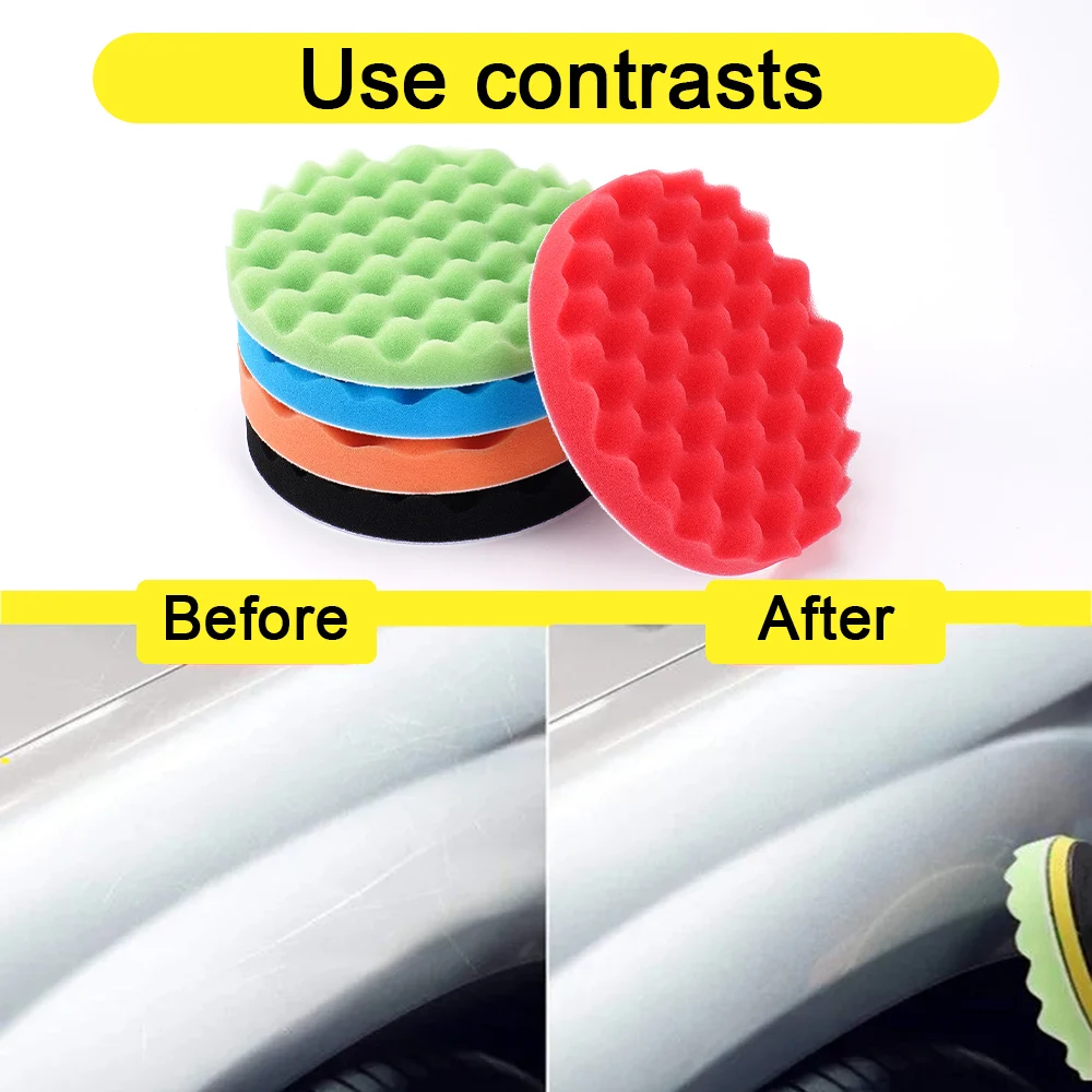 Almohadilla de encerado para coche, herramienta de limpieza de detalles, 5 piezas, 5/6/7 pulgadas, disco de pulido de 150/180mm, cuidado automático, elimina arañazos
