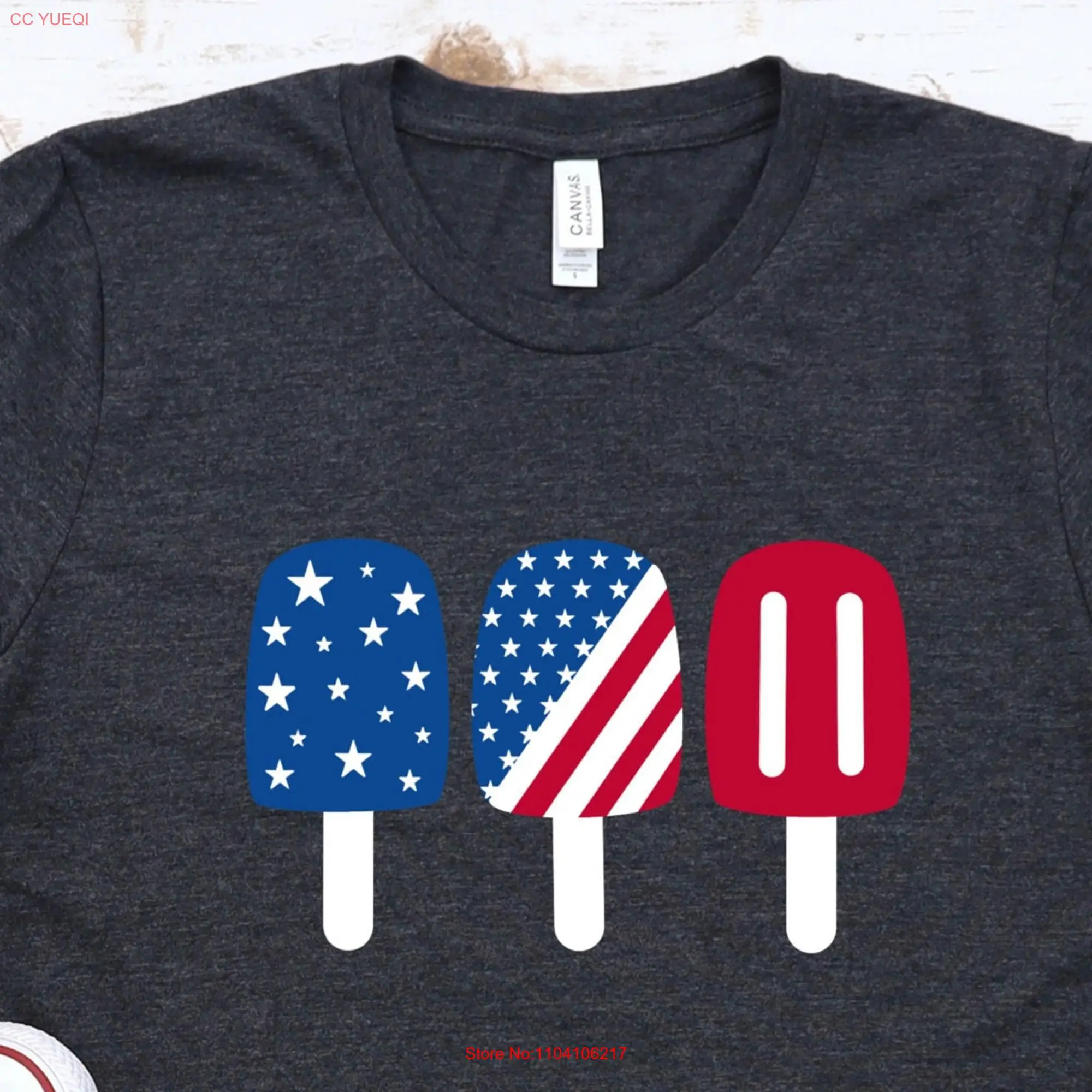 American Flag Ice Cream T Shirt Patriotic Popsicle USA Family 4th of July Independence Day  long or short sleeves