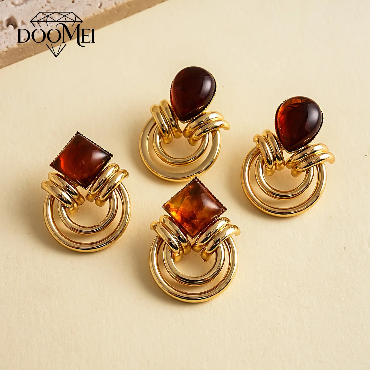 DOO MEI Europe and America Fashion Teardrop Dangle Earrings Retro Acrylic Drop Earrings Women's Banquet Eye-catching Earrings
