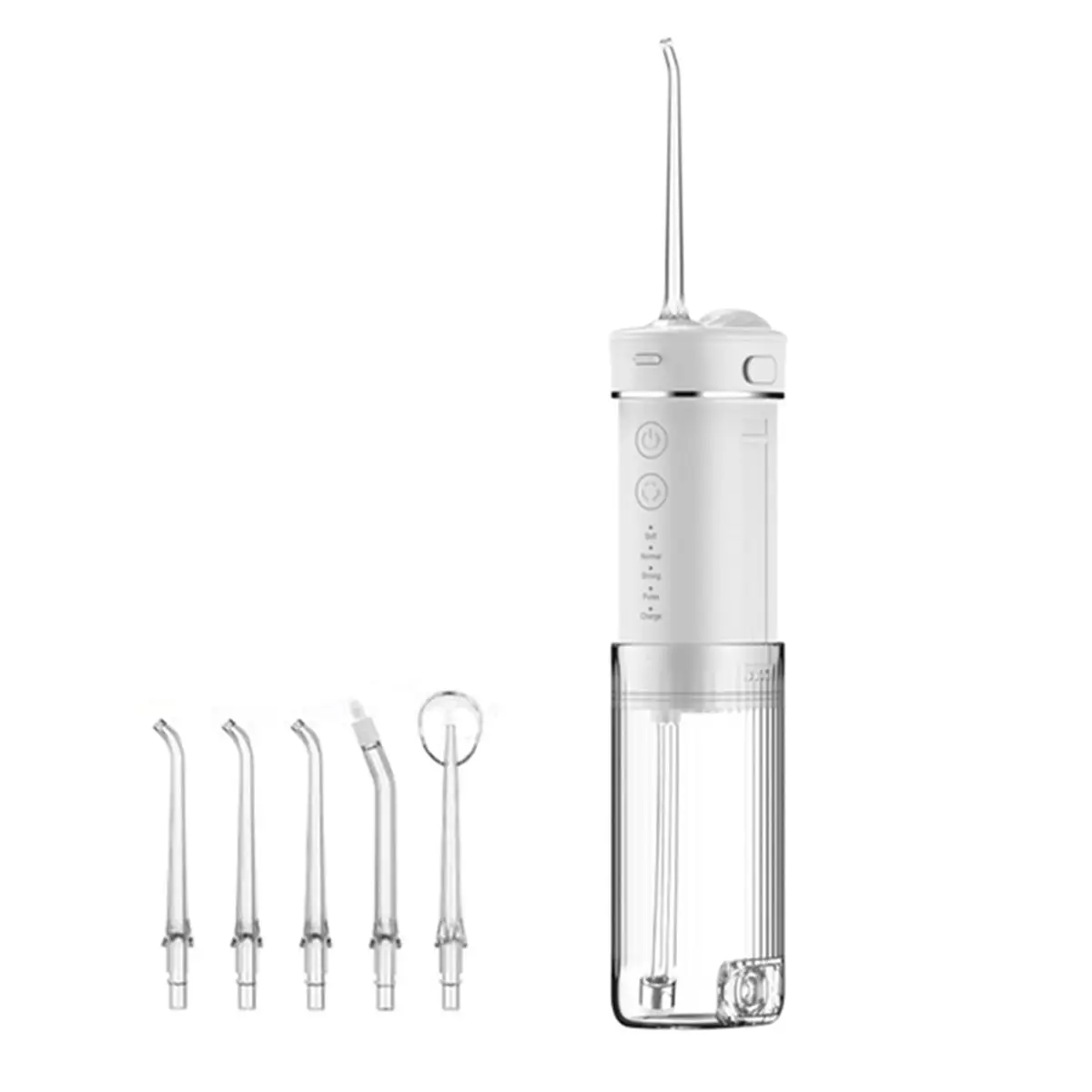 [Vend for]Portable Mini Water Dental Flosser for Teeth Cleaning Travel Oral Irrigator with Telescopic Water Tank,4 Modes White