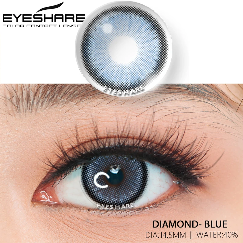 EYESHARE 1Pair Contact Lenses for Natural Blue Brown Colored Contact Lens for Eyes Yearly Beauty Cosmetic Contacts Eyes Makeup