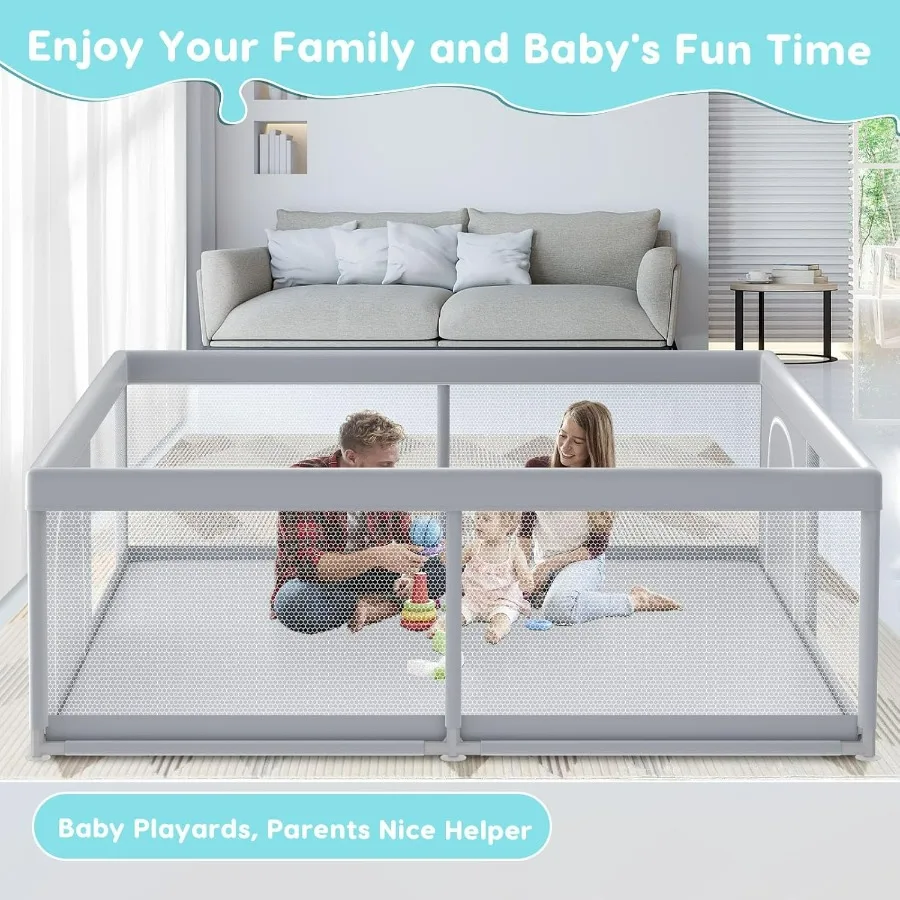 Box per bambini extra large 79 × 79 per uso interno ed esterno Robusto cortile da gioco di sicurezza con morbida rete traspirante Design anticaduta I