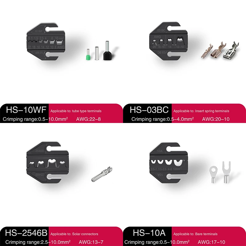 HS Mehrfachbacken-Crimp-Set | Für HD mit Präzisionsbacken, Druckverstellung und rutschfestem Griff | Verkabelung, Heimwerken, Industrie – Detail 8
