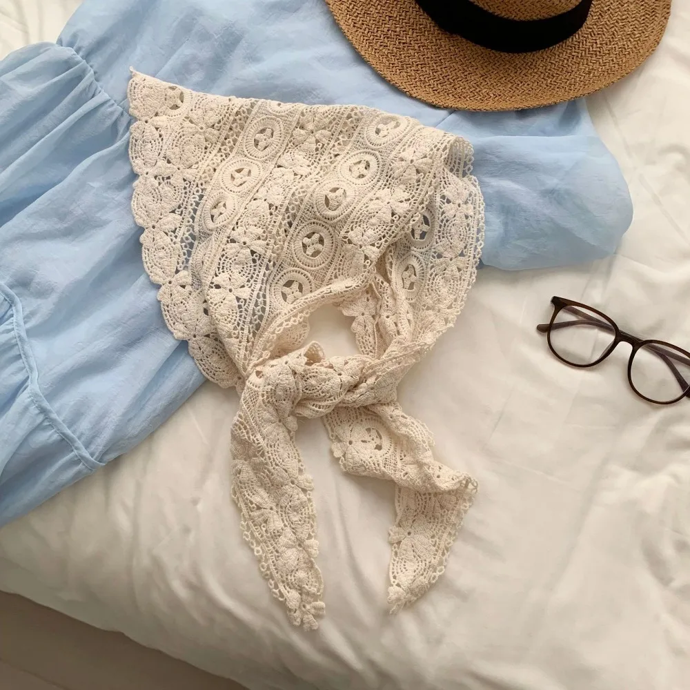 

All-match Fake Collar Lace Shawl Cape Cloak Lace Triangle Scarf Clothes Decoration White Hip Scarf Female