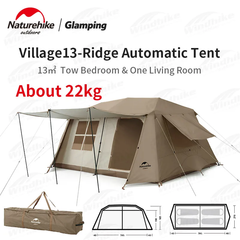 

Naturehike Village13 Automatic Camping tent travel shelters Hut beach One-touch Cabin waterproof Outdoor Family Tent Luxury AUTO