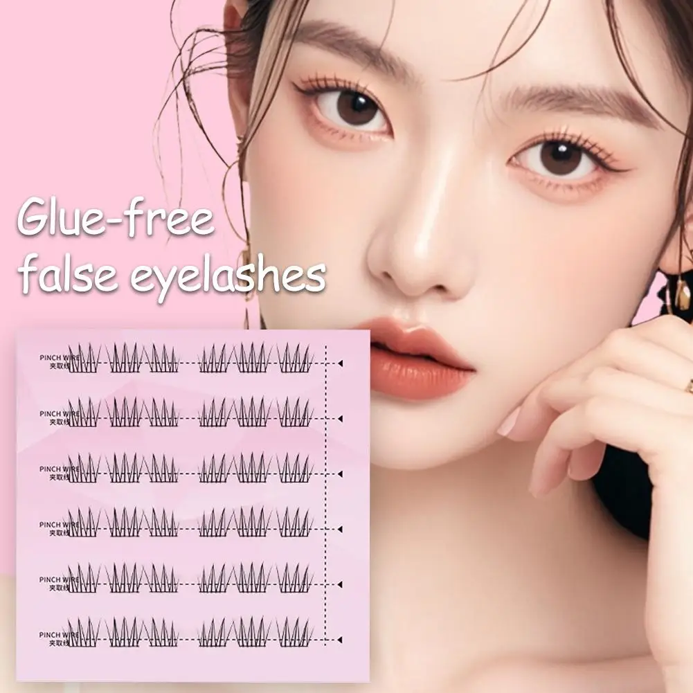 Pestañas postizas sin pegamento, autoadhesivas, maquillaje segmentado natural, pestañas coreanas suaves, herramientas de extensión transparente, banda Manga I4V2