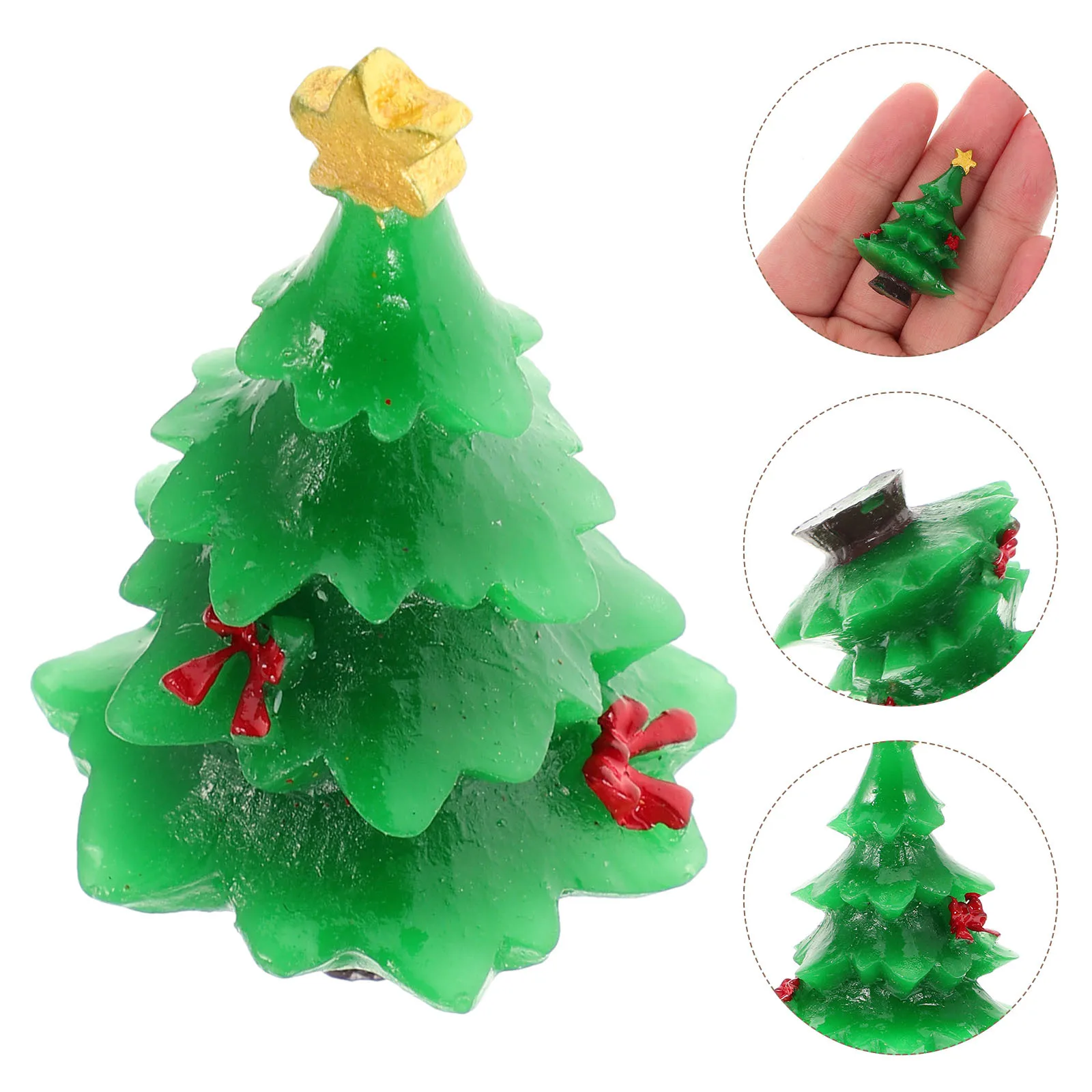 

30Pcs Resin Christmas Decor Mini Tree Ornament for Home Office Garden Festive Decoration Realistic Shape Desktop Accessory Gift