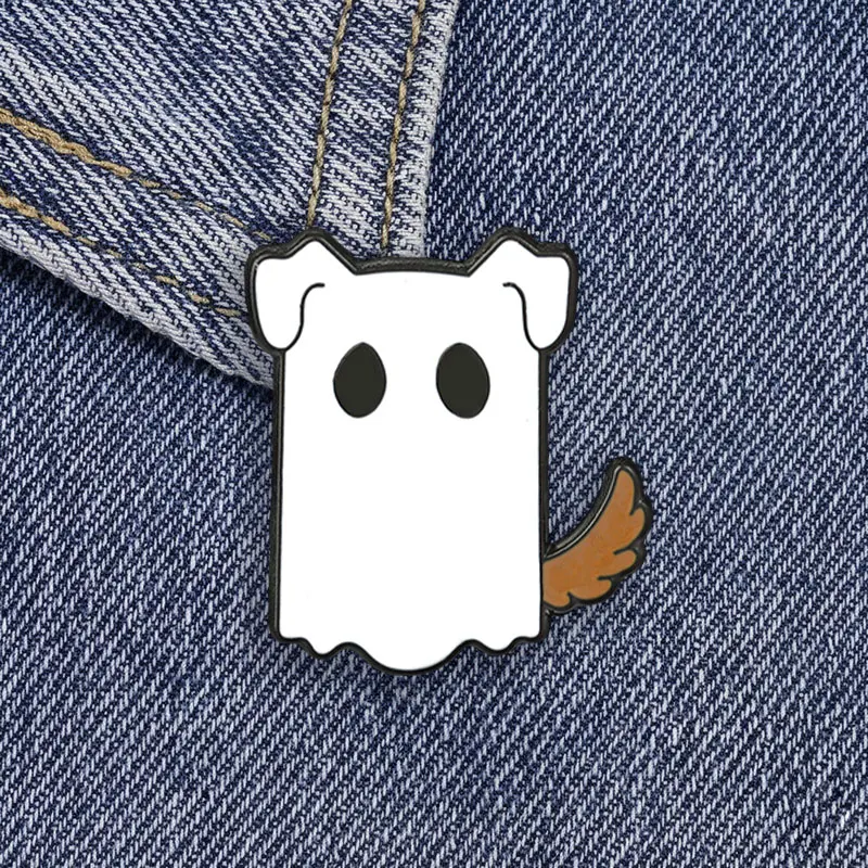 Cute Ghost Cat Thumbs Up Enamel Badge Kawaii Spirit Pin Halloween Metal Brooch Lapel Accessory Gift For Clothing Accessory