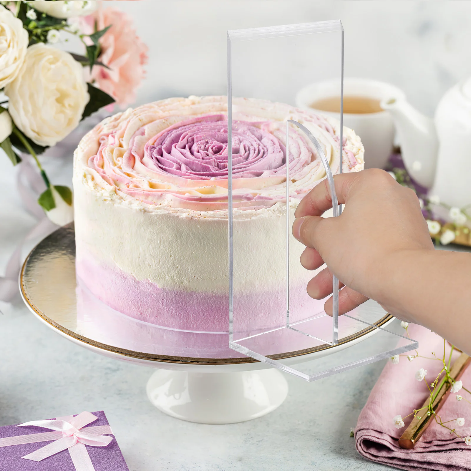 

Transparent Acrylic Baking Gadgets Smoother 22x10x8cm Baking Tool Frosting Scraper Reusable Easy Clean Cake Making