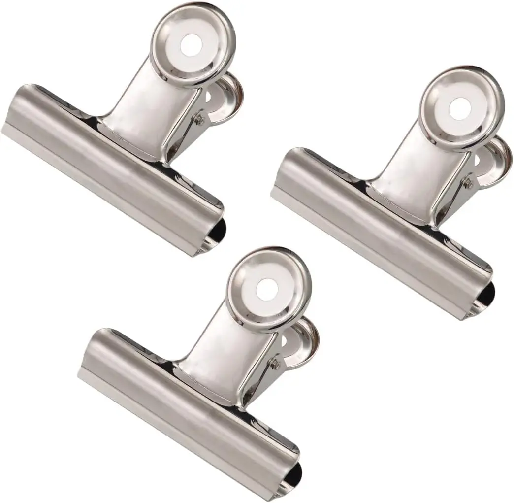 6Pcs Metal Paper Clip Foldback Metal Binder Clips Multi-functional Clamp Binder Paper Clips Office School Stationery Supplies