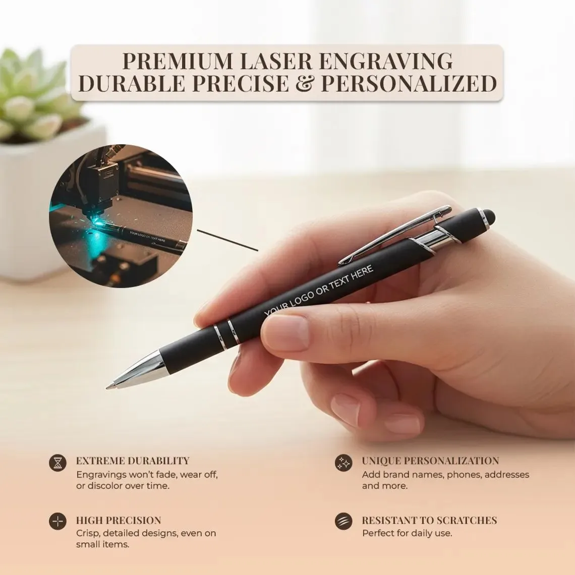 20 Stück Personalisierte Stifte Stylus Großpackung Firmengeschenk Makler-Marketing Werbeartikel Stift mit Eigenem Text für Ihr Geschäftsgeschenk Büro 1/5/10 Stück – Detail 3