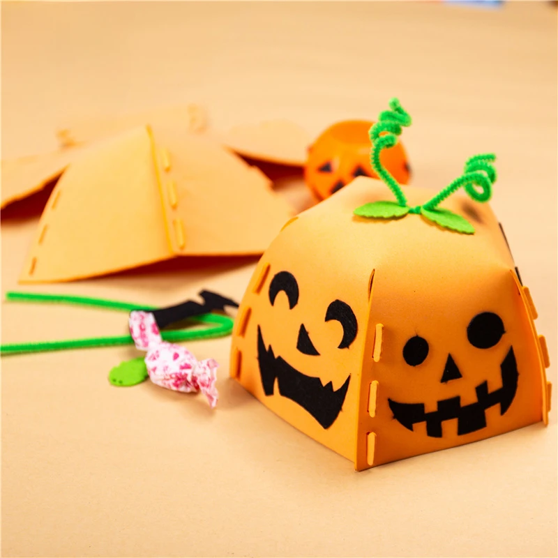 Chapeau de Citrouille Fait à la Main pour Enfant, Jouets Artisanaux Amusants et Créatifs, Décoration d'Halloween, Pack de Matériel de Maternelle