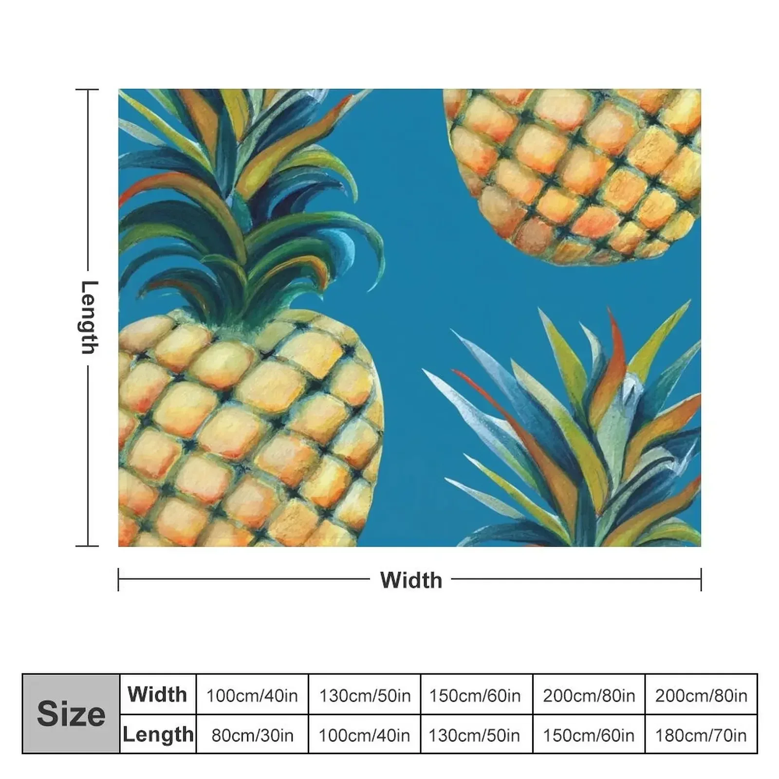 Pineapple watercolor - mosaic blue background Throw Blanket Loose Plaid Bed covers Designers Blankets