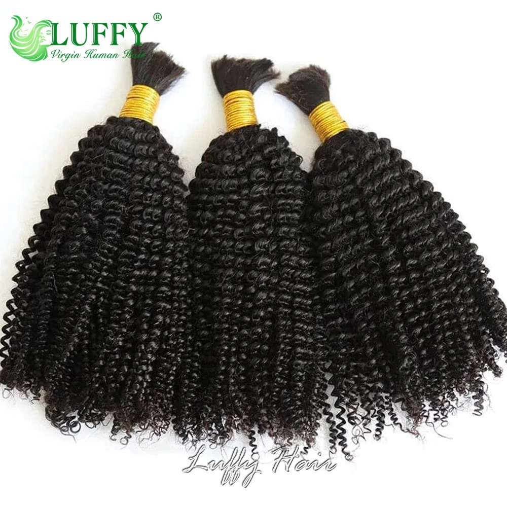 Afro Kinky Curly Extensão do Cabelo Humano Pacotes para Mulheres, Sem Trama, Boho Tranças, Massa para Trança, Remy, #27, #30