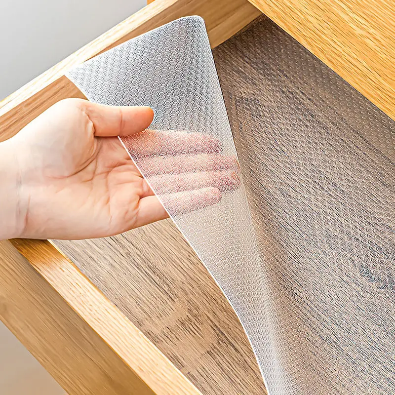 1 Roll Transparent Shelf Liner for Kitchen Cabinets EVA Waterproof Pad Cupboard Mat Table Placemats Non-Adhesive Drawer Liner