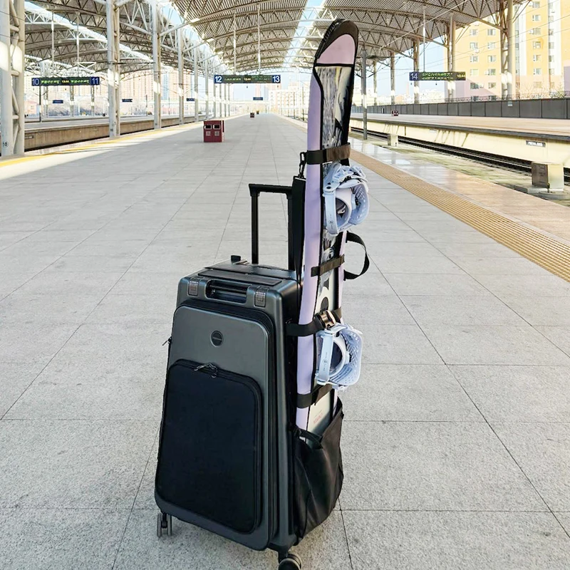Snowboard hard shell ski trolley case Double board universal wheel