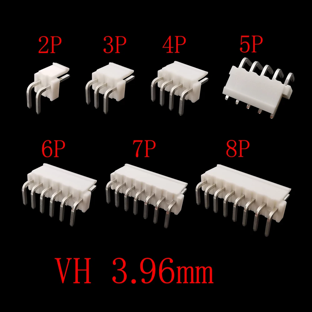 50Pcs JST VH3.96 VH 3.96mm Pitch Male Plug Housing 2/3/4/5/6/7/8 Pin Conenctor Straight Pin / Right Angle VH3.96 Plastic Shell