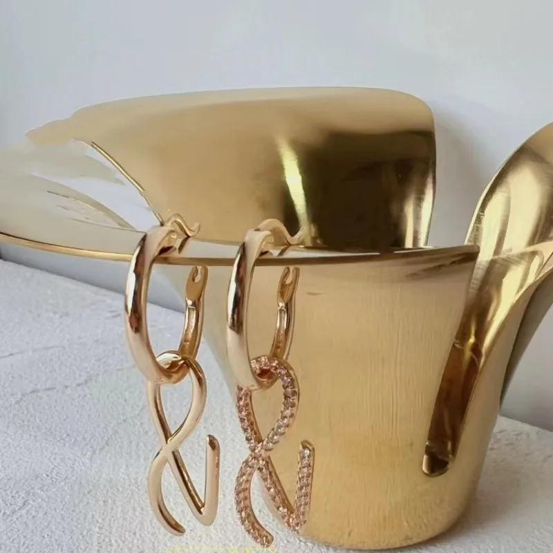 2024 Korean Wave New JK Handwritten Design Letter Earrings Gold Color Geometric Jewelry Accessories Fan Gifts