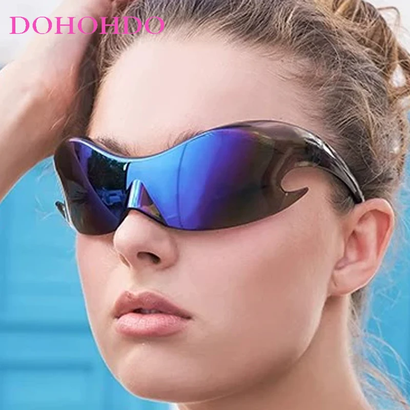 

Vintage Sunglasses Men New Luxury One Piece Special-Shaped Arc Punk Sun Glasses Women Hip Hop Party Shades Fashion Sport Mirror