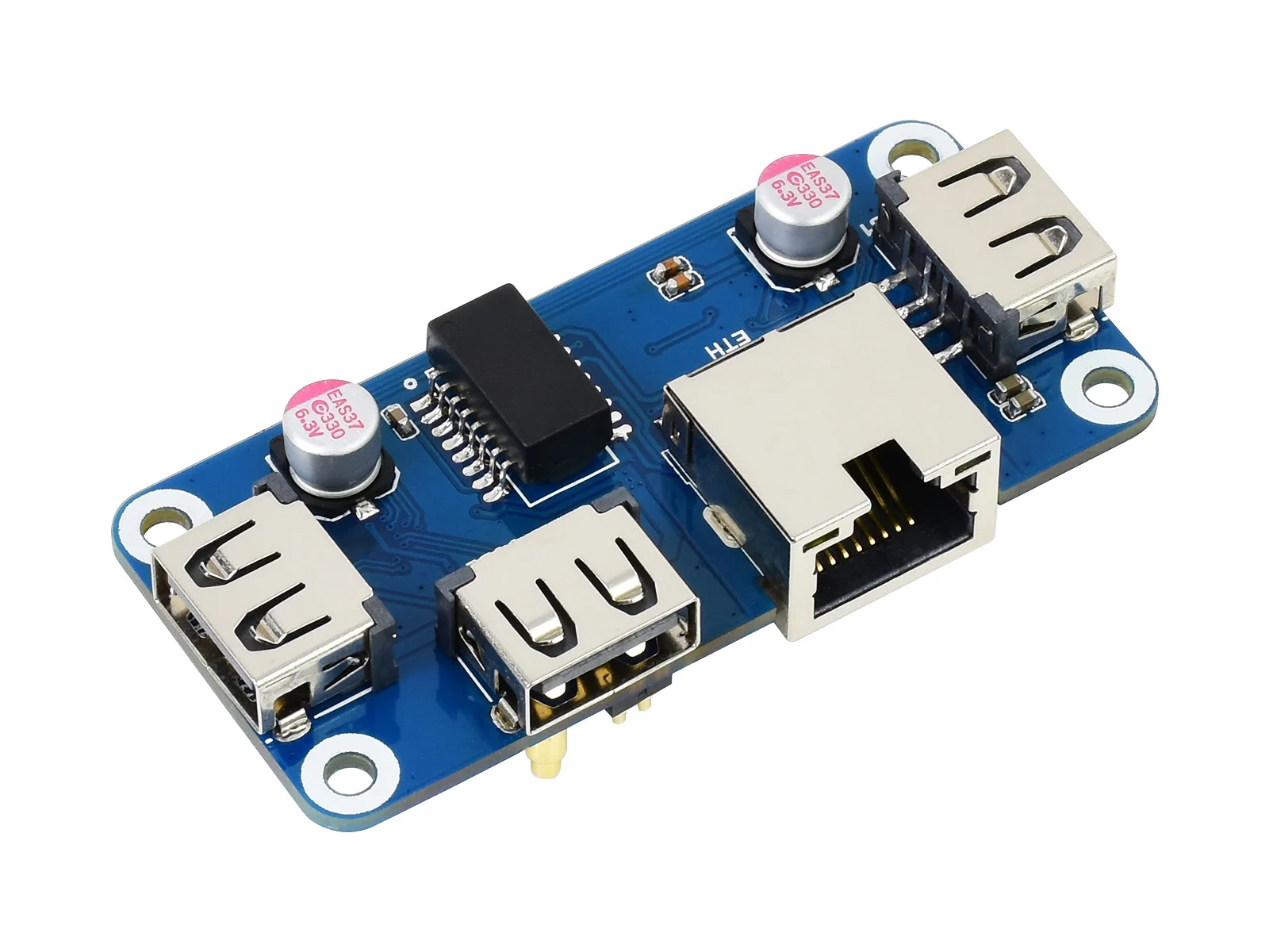 Ethernet / USB HUB HAT (B) for Raspberry Pi 5/4B/3B, 1x RJ45 Ethernet Port, for Raspberry Pi 5/4B/3B/Pi Zero/Zero W