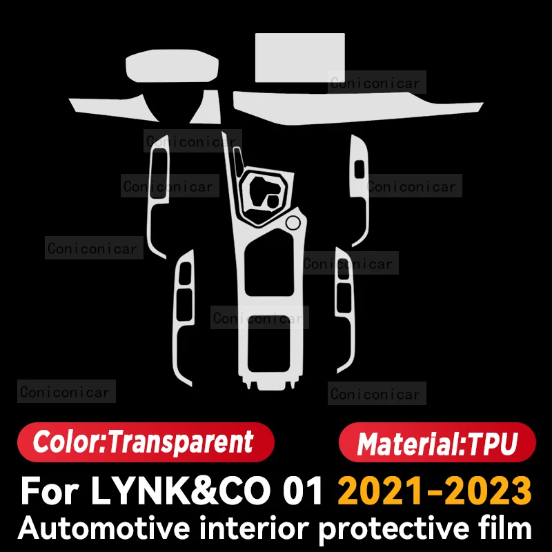 For LYNK&CO 01 2021-2023 Car Interior Center Console Screen Protective Transparent Film Anti-scratch Repair Sticker Accessories