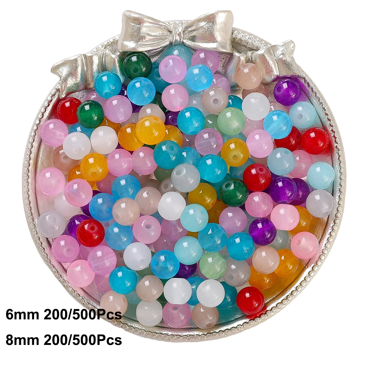 About200-500Pcs Glass Jelly Solid Color Imitation Jade Ball Unique Loose Beads Handmade DIY Jewelry Bracelet Headpiece Accessori