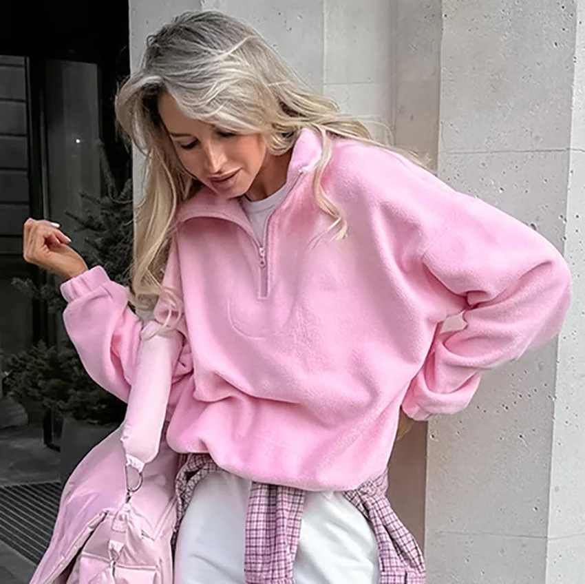 Simple Fashion Women's Sports Sweater New Solid Color Top for Autumn and Winter 2025