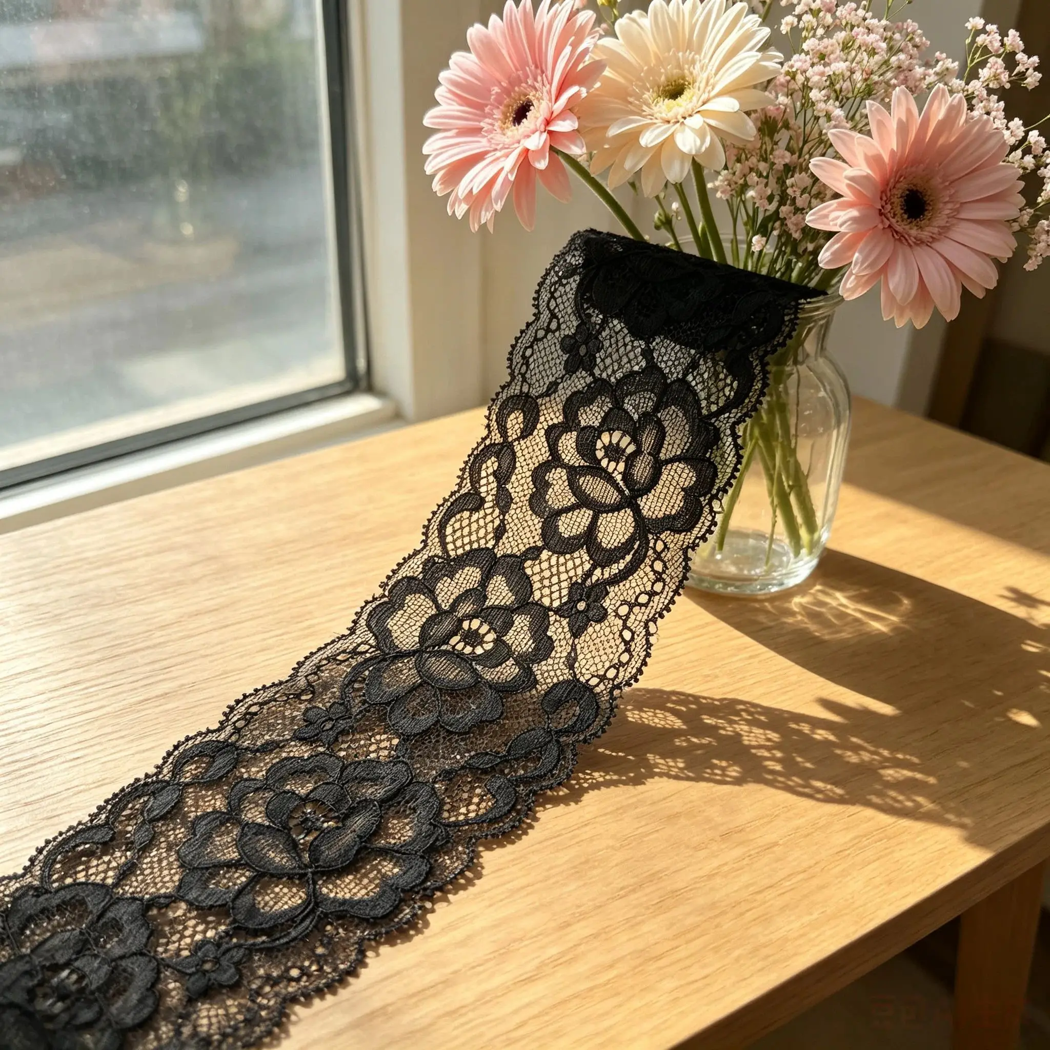 Retro embroidered lace ribbon, 2.75 inches wide, lace decorative craft, suitable for DIY embroidered bed skirt lace