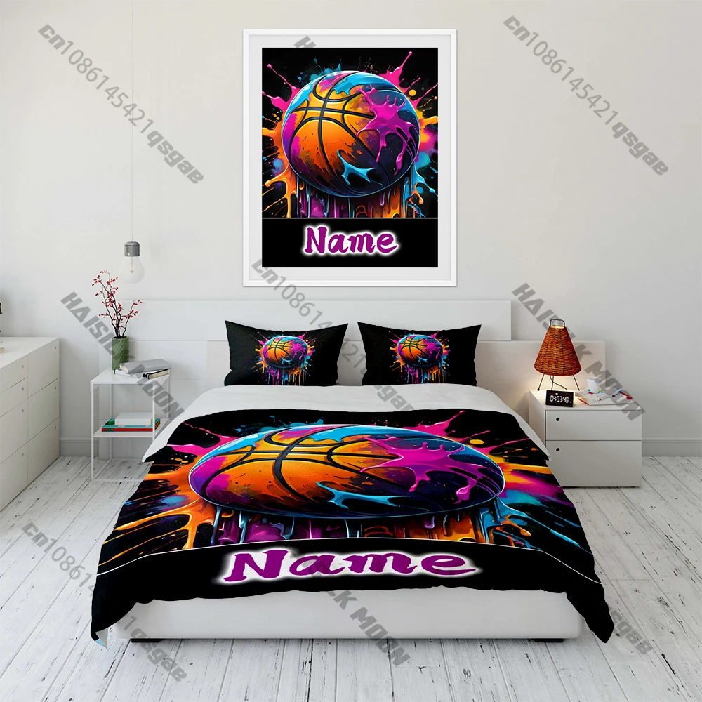 

Fun Dark Style Basketball Pattern Printed Duvet Cover Soft Bedroom Decor Gifts for Boys Girls Teens Kids Adults Full Size