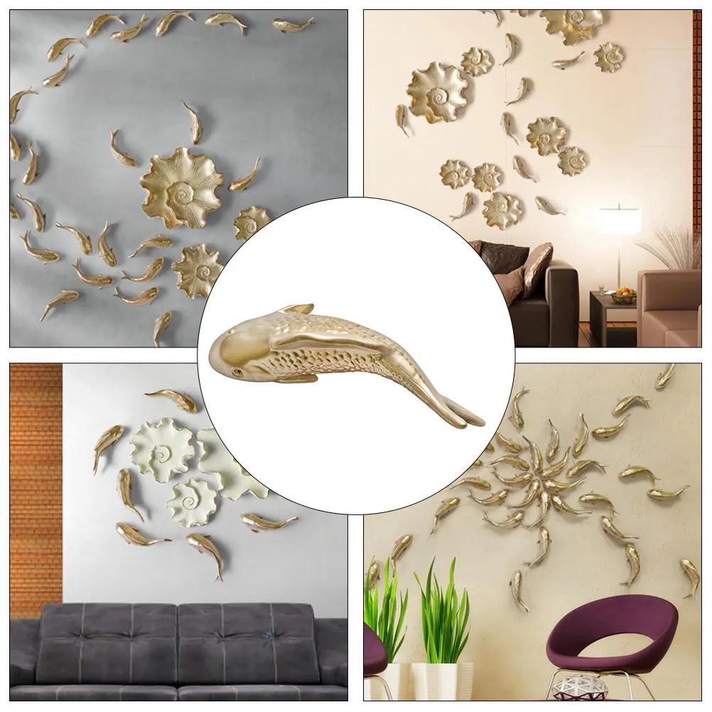 2Pcs Resin Goldfish Wall Art Decor Unique Mood Boosting Indoor Wall Adornment European Style Living Room Bedroom Gallery Decor