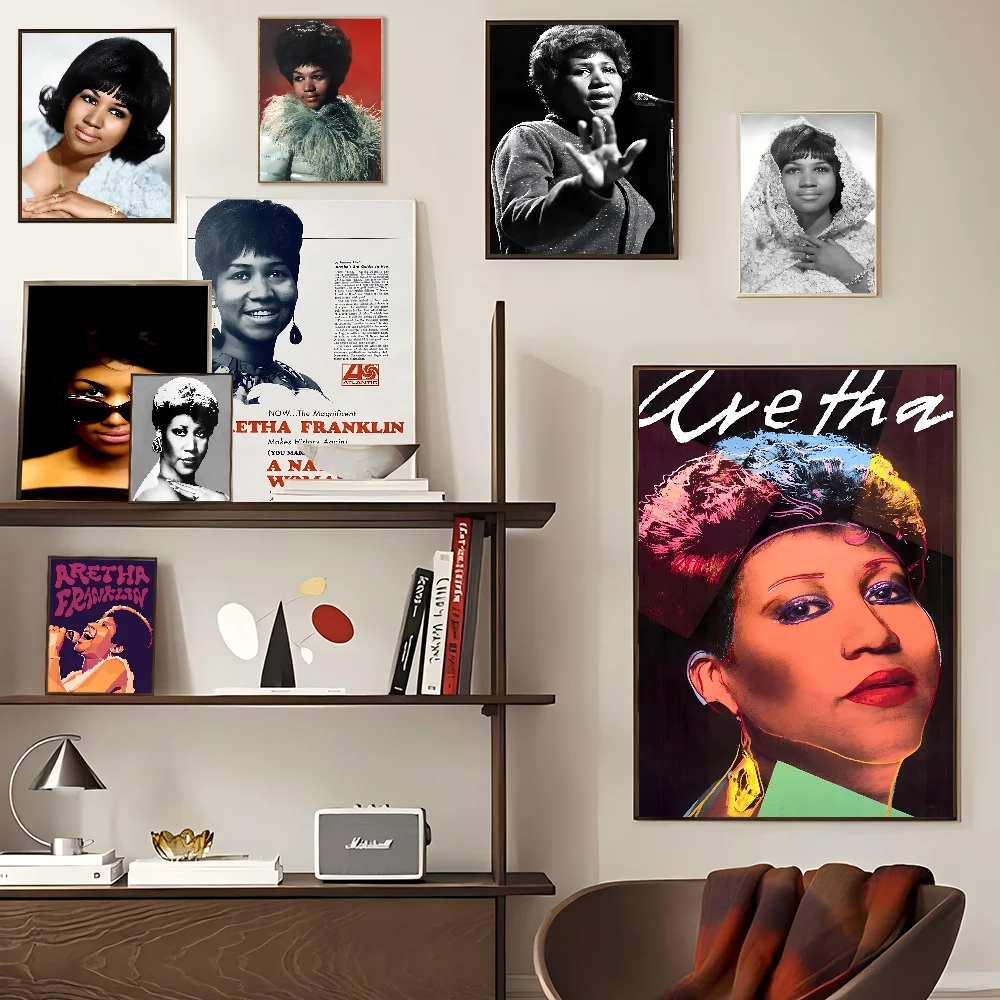 

Singer Aretha Franklin Whitepaper Poster HD Quality Poster Wall Art Painting Study Room Wall Decor