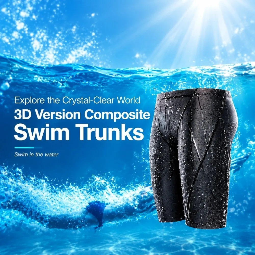 Breathable Knee-length Swimming Shorts Quick Drying Black Swimsuit Shorts Skin Friendly Waterproof Training Shorts Swimming