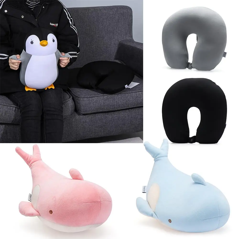 Healthcare Bedding Cervical Multifunctional Cartoon Fluffy Pillows U Shaped Travel Pillow Protection Neck Penguin Whale