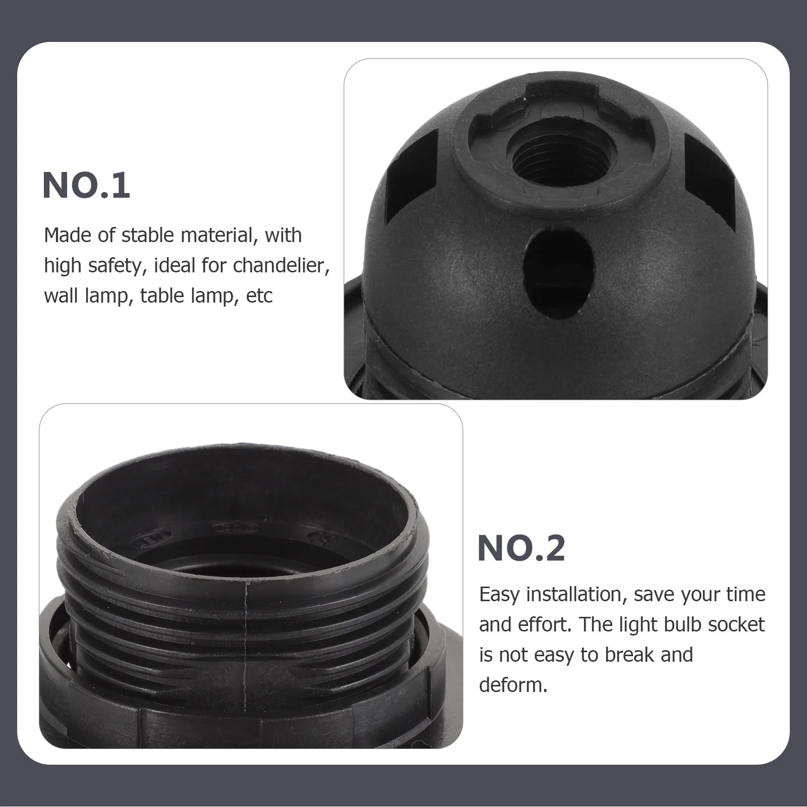 

6pcs E27 Lamp Holders Black Safe Material Sockets Table Lamps Ch eliers Wall Lights Design Household Lighting