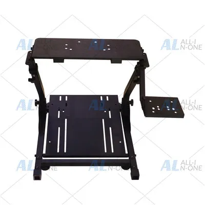Folding racing simulation steering wheel game mounting panel reinforcement for enhanced stability