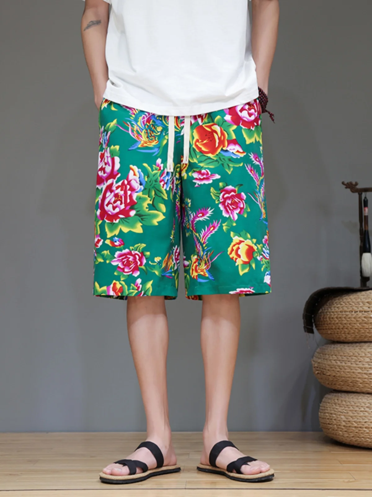 

Retro Oversize Summer Thin Beach orts Men's Casual Five-Point Pants Mid-Waist Loose Fit Breathable Comfortable Faionable