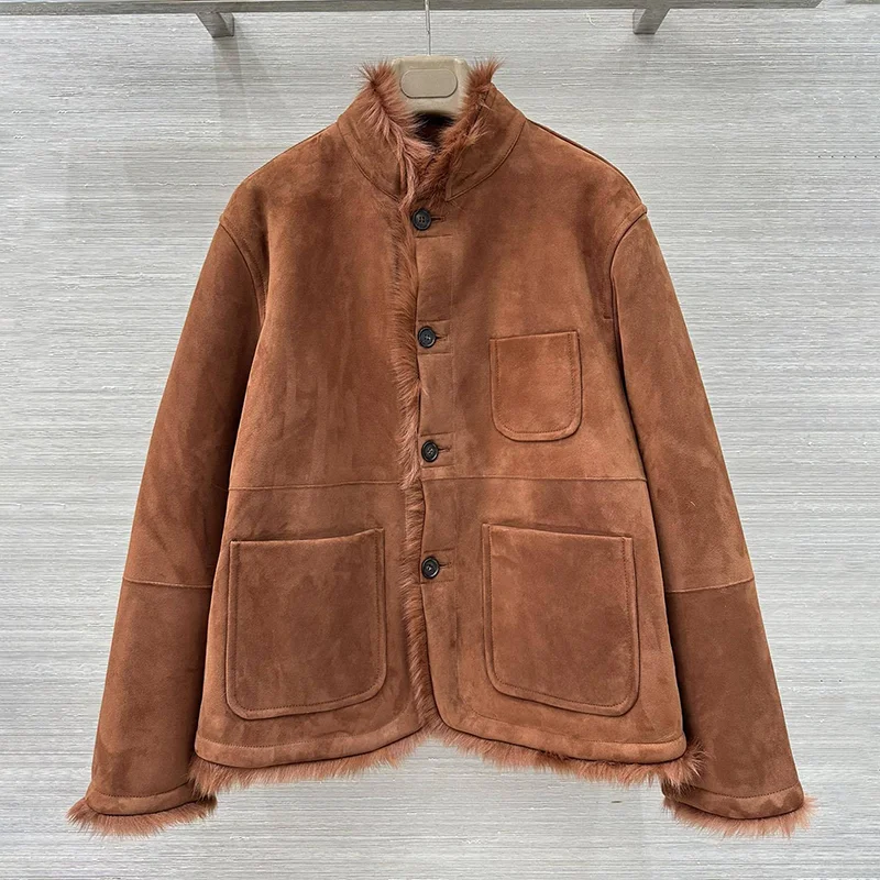 

High-quality natural fur integrated women's warm winter coat Luxurious old money style clothing 25102276