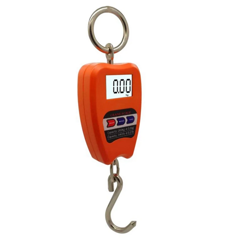 

2X Mini Crane Scale Weighing Digital Industrial Hanging Scale 200Kg/441Lb Heavy Duty Hanging Hook Scales Orange