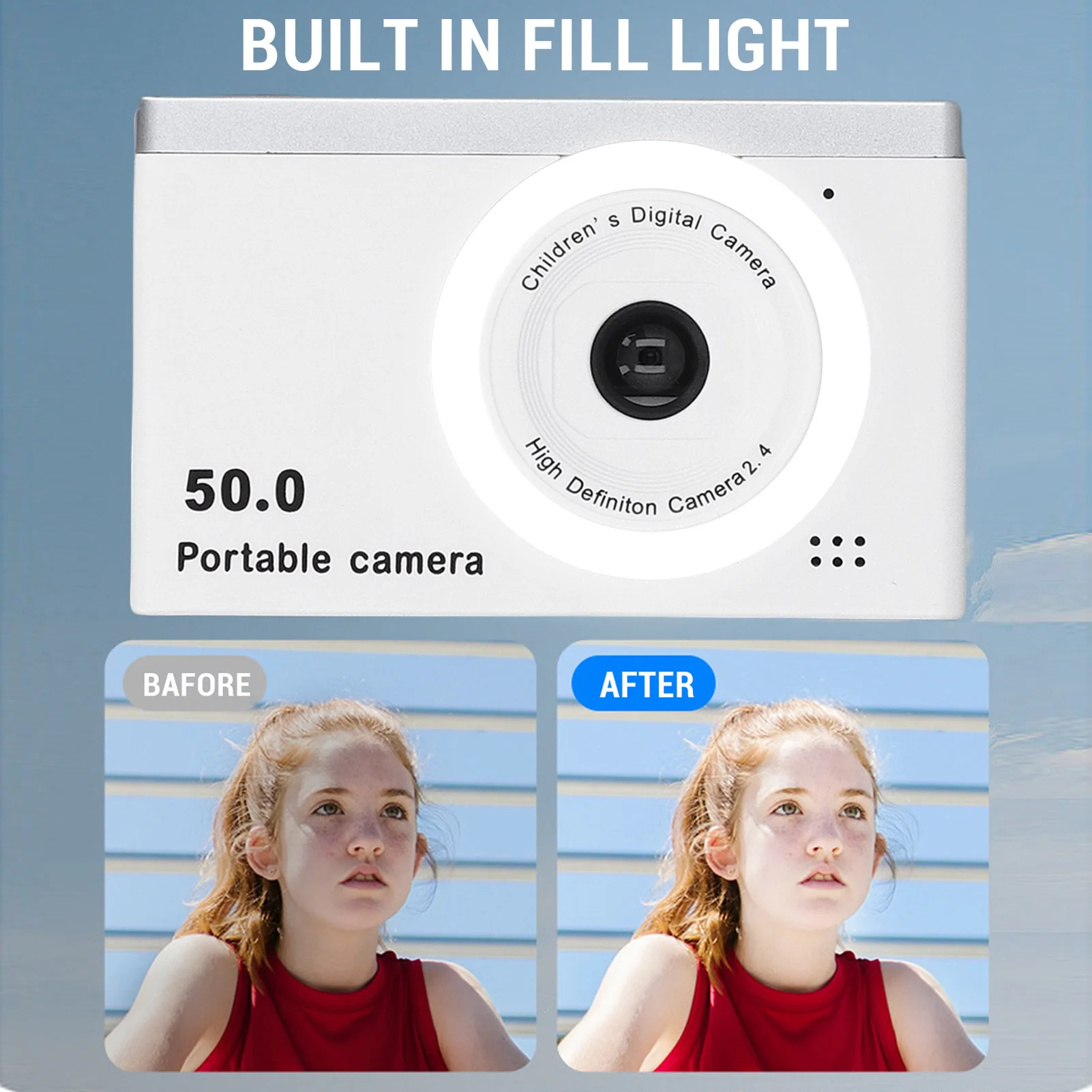 

Digital Camera Portable Video Camera ABS Aluminum Alloy 8x Digital Zoom Support Up To 64G 2.4 Inch Screen for Photography