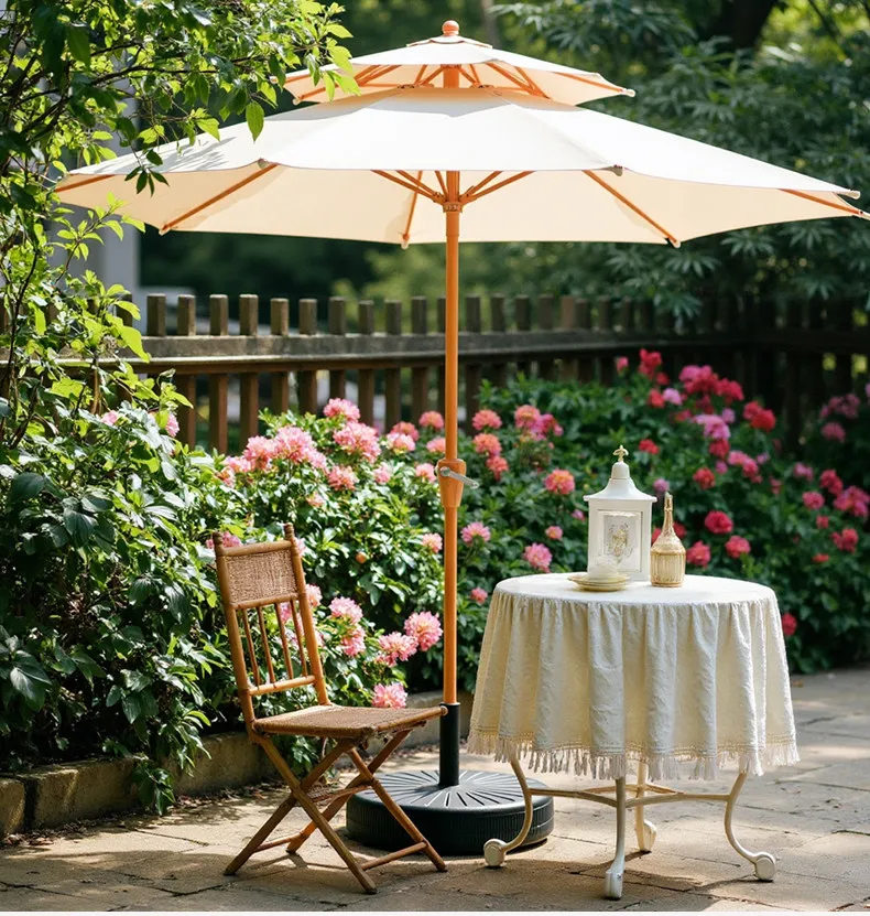 Garden Umbrella Plant Parasol Internet celebrity Yard Umbrella Outdoor Umbrella Rooftop Garden Villa Coffee Pendulum Folding Win