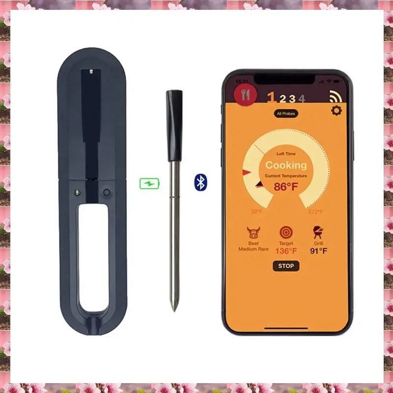 

Умный термометр для духовки, термометры для мяса, нержавеющая сталь + пластик для плиты, гриля, коп-вид, курильщика