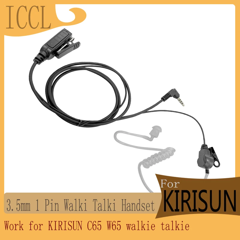 

C65 W65 Air Tube Earpiece,Acoustic Clear,for KIRISUN Walkie Talkie,Handset with PTT Police Radio, Earphone Headset,3.5mm, 1 Pin